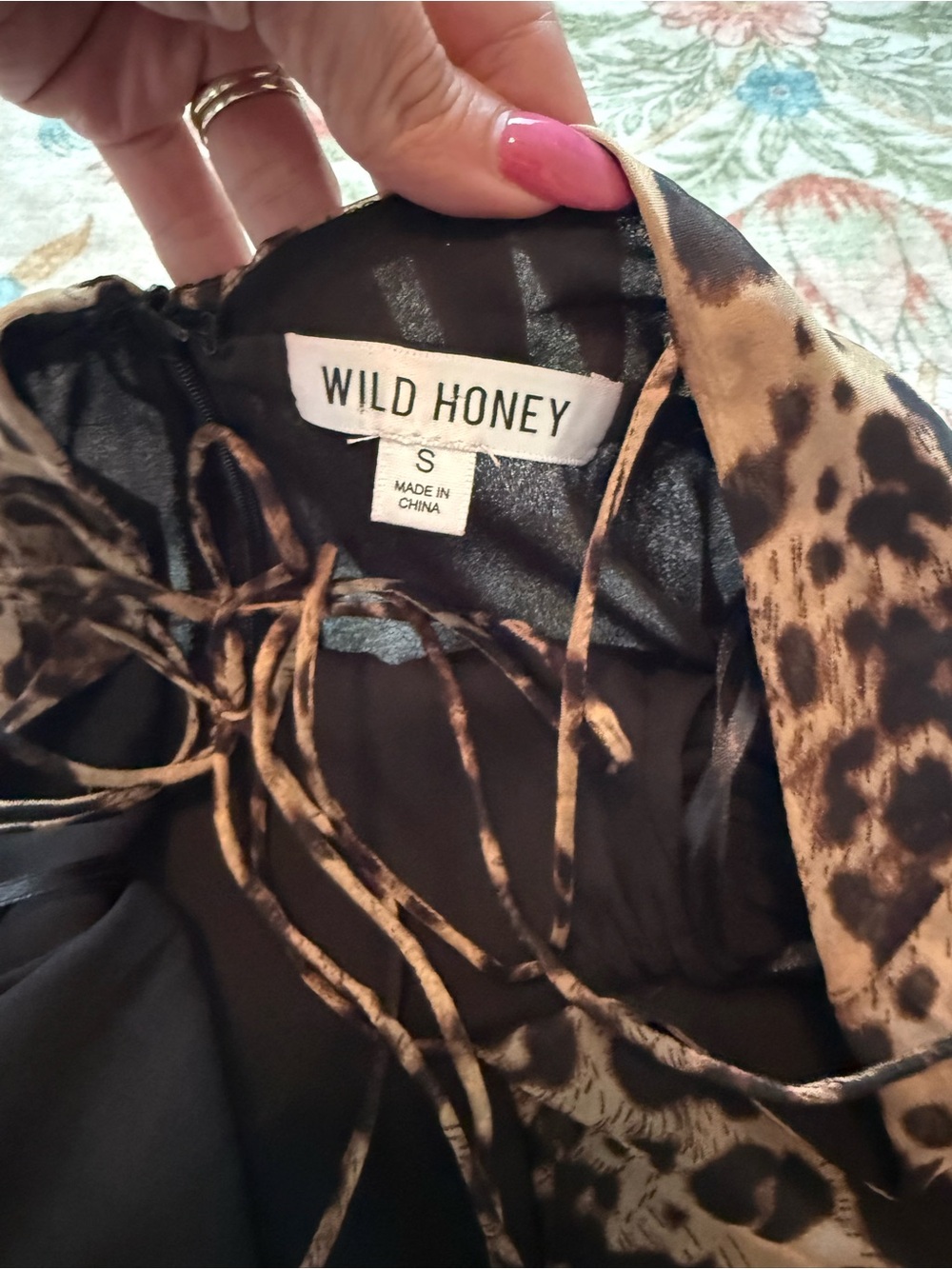 Wild Honey Leopard-Print Tie-Strap Mini Dress - Brown/Black - Picture 4 of 4